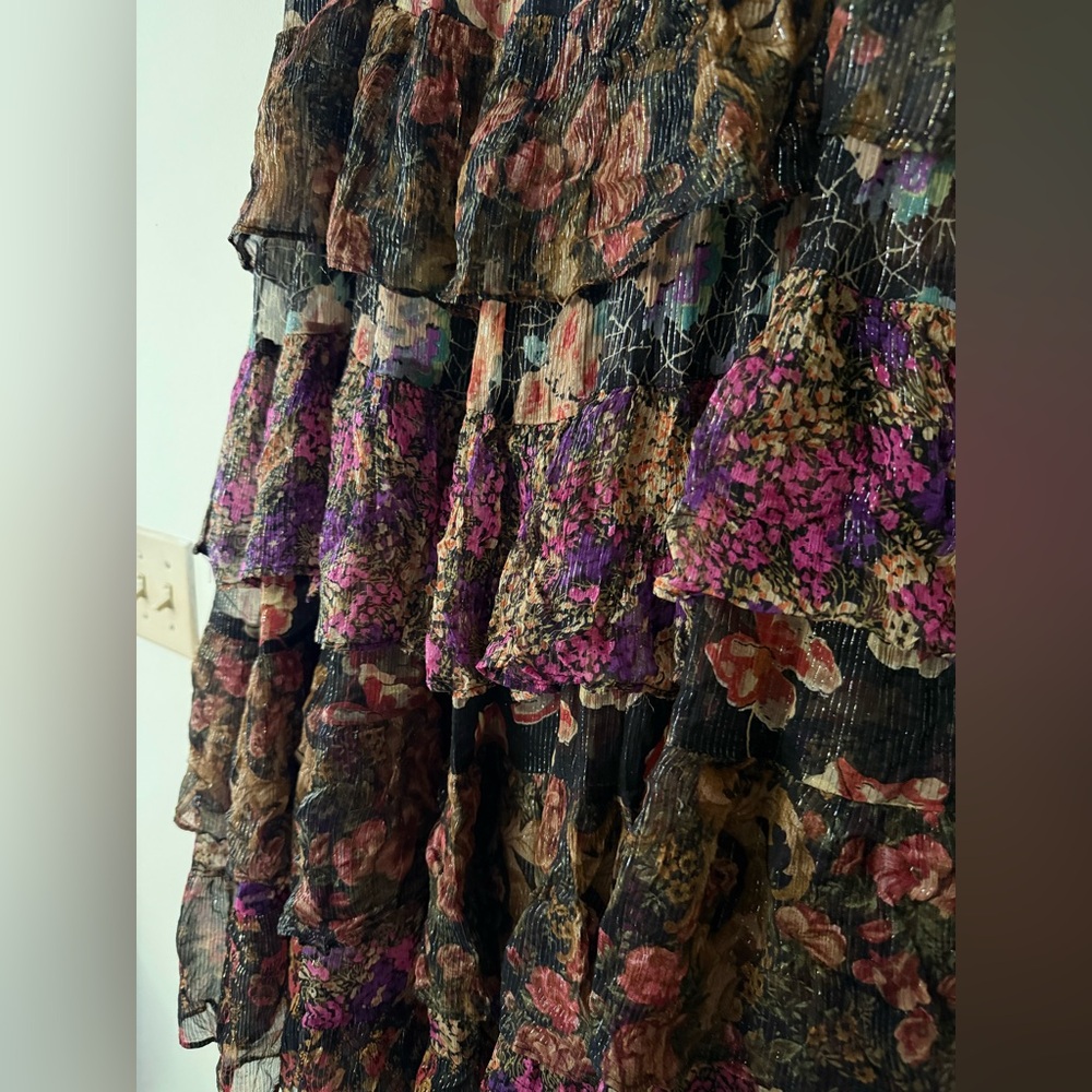 Des Moiselles Tiered Floral Maxi Skirt - Black Multi - Picture 4 of 8